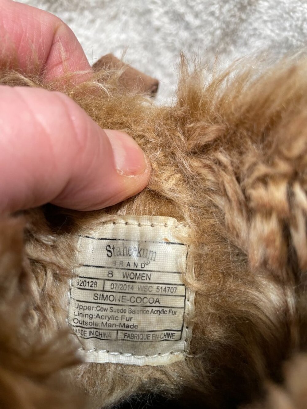 Staheekum Simone Moccasins Boots Womens Size 8 Cocoa Brown Cow Suede Acrylic Fur - Picture 10 of 10